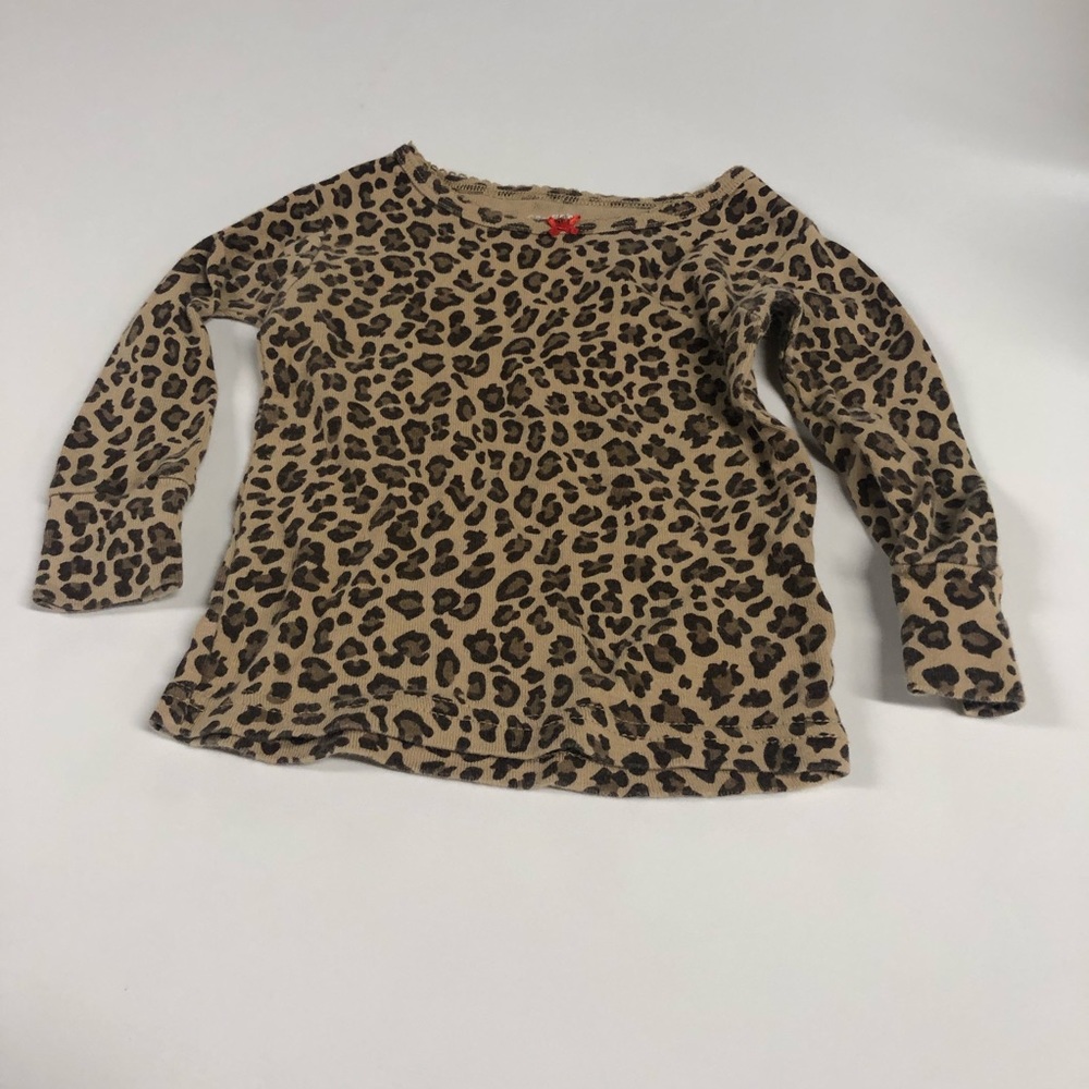 Carters Little Girl Long Sleeve Animal Printed Tee Tan and Brown 9 Months